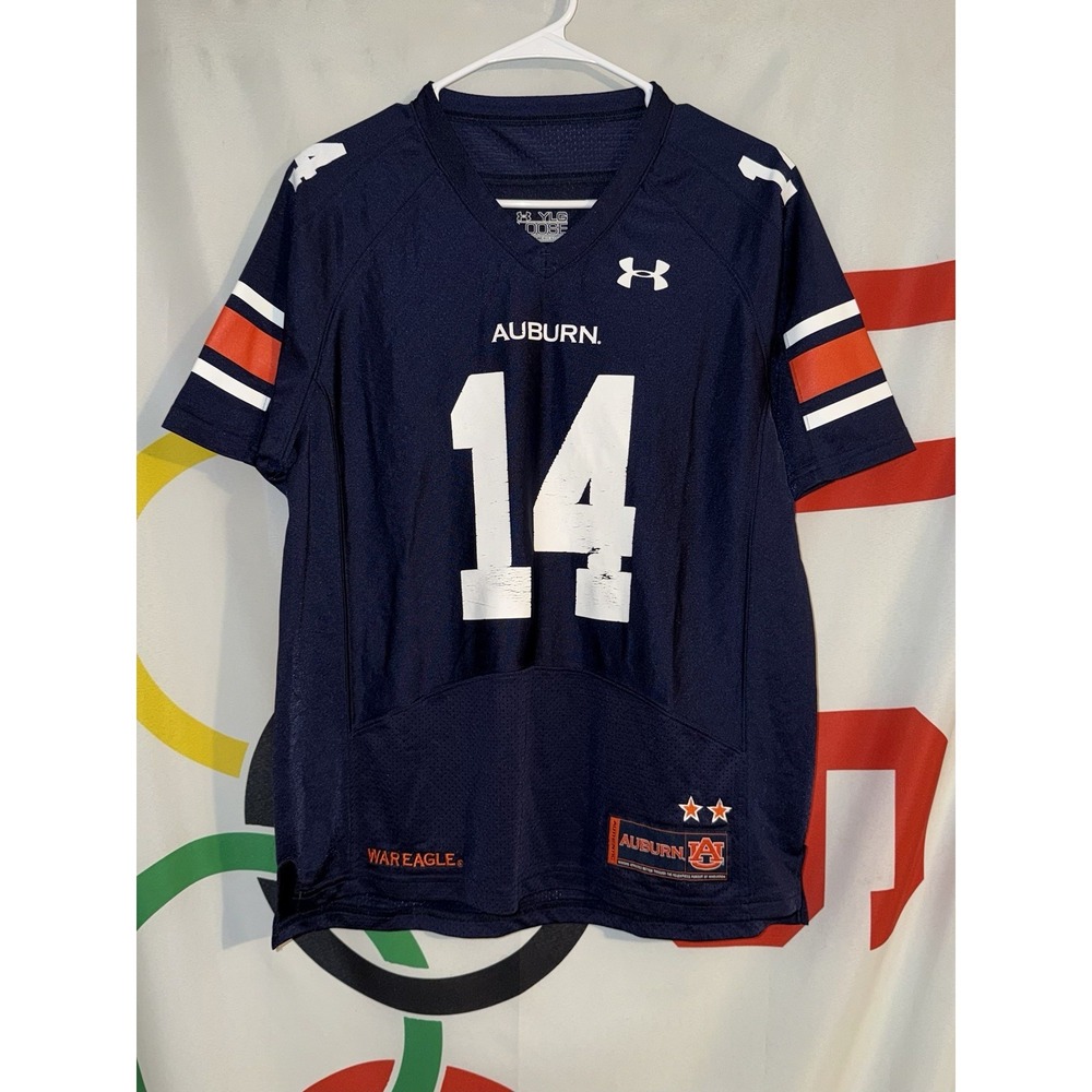 Under Armour Auburn Tigers Football Jersey Youth Large Navy Blue